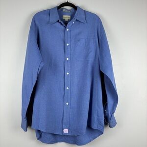 Cutter & Buck Vintage Men's 100% Cotton Long Sleeve Button Up Blue Size XL